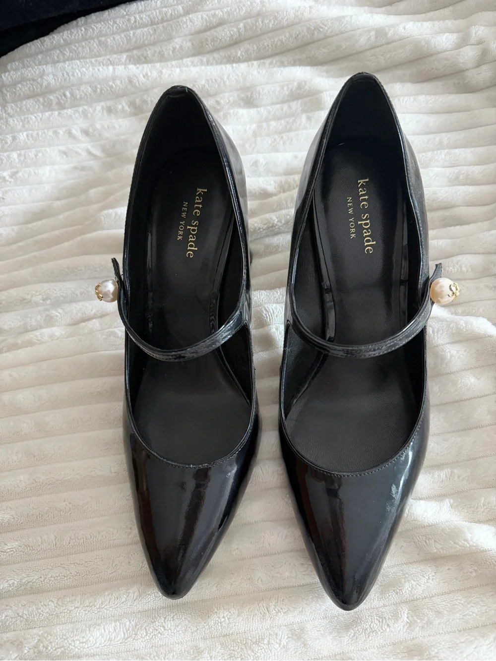 kate spade Black Patent Mary Jane Block Heel